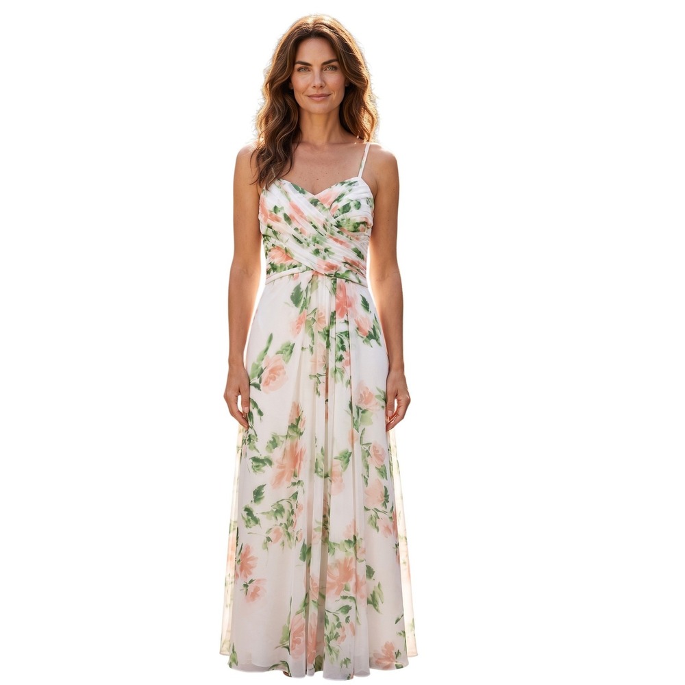 Camille La Vie Floral Romantic Chiffon Womens sz 14W Bridesmaid Event Maxi Dress